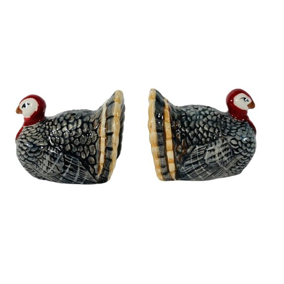 Thanksgiving Turkey Mini Salt Pepper Shakers Ceramic 2" Autumn Harvest Fall Deco - Picture 6 of 9
